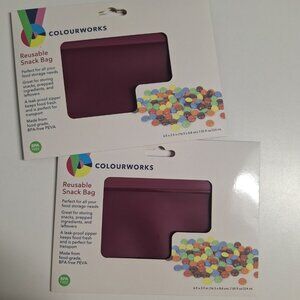 Colourworks Reusable Snack Bag Purple Set of 2 BPA‎ Free Freezer Lunch School